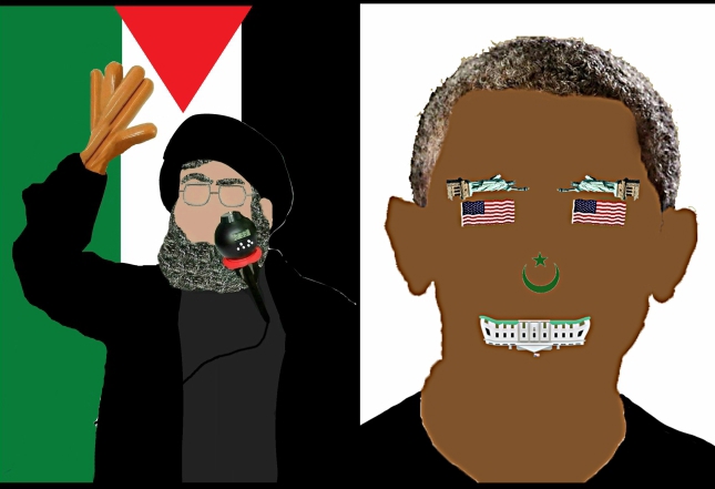 ברק אובמה וחסן נסראללה 