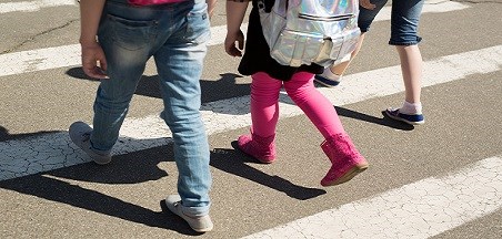 תלמידים חוצים במעבר חצייה